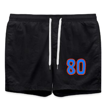 80. 80 JAHRE. 80. JAHRESTAG. 80-JÄHRIGES JUBILÄUM. - Badeshorts - Schwarz - Vorne - AI Model Male 185 light (185cm)