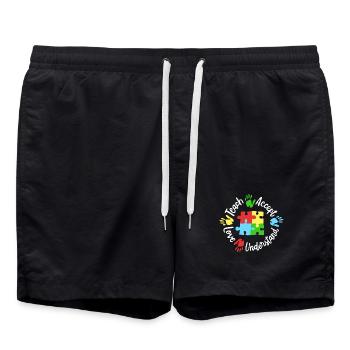Autismus Bewusstsein Lehrer - Badeshorts - Schwarz - Vorne - AI Model Male 185 light (185cm)