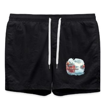 Suède maison Suède lac cadeau de vacances - Short de bain - noir - Devant - AI Model Male 185 light (185cm)