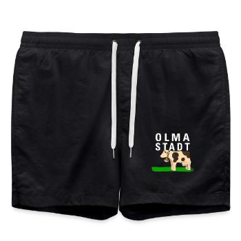 OLMA STADT 2 mit Kuh - Badeshorts - Schwarz - Vorne - AI Model Male 185 light (185cm)