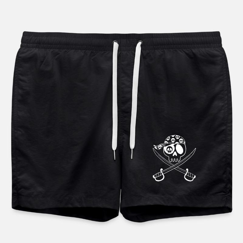 Tête de mort pirate (blanc) - Short de bain - noir