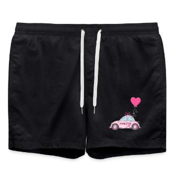 Police Heart Pink - Swim Trunks - black - Front - AI Model Male 185 light (185cm)