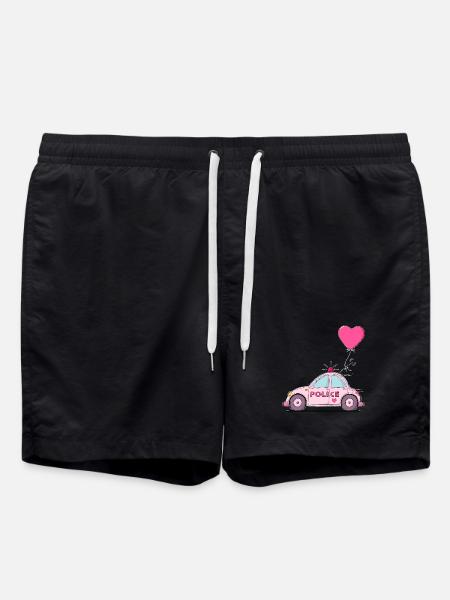 Police Heart Pink - Swim Trunks - black