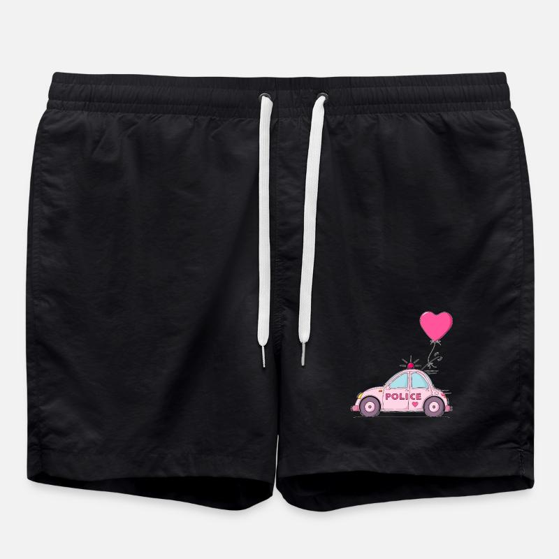 Police Heart Pink - Swim Trunks - black