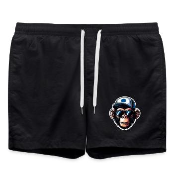 Affe Brille Cap - Badeshorts - Schwarz - Vorne - AI Model Male 185 light (185cm)