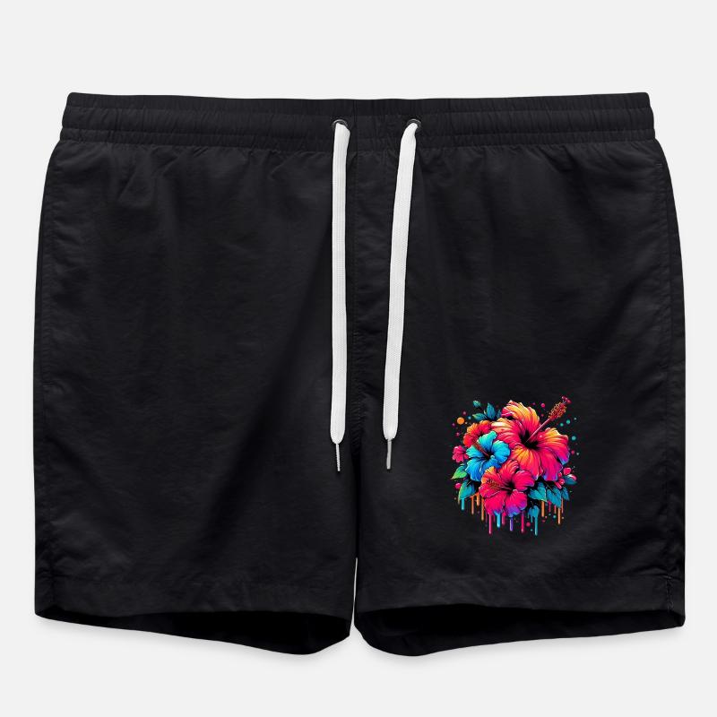 Fleurs d’hibiscus - Short de bain - noir