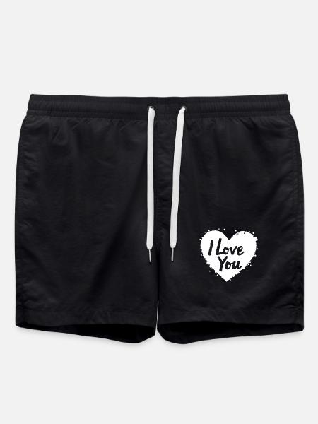Je t’aime, blanc - Short de bain - noir