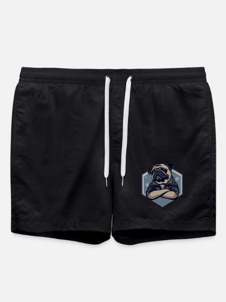 Mops Hund - Badeshorts - Schwarz