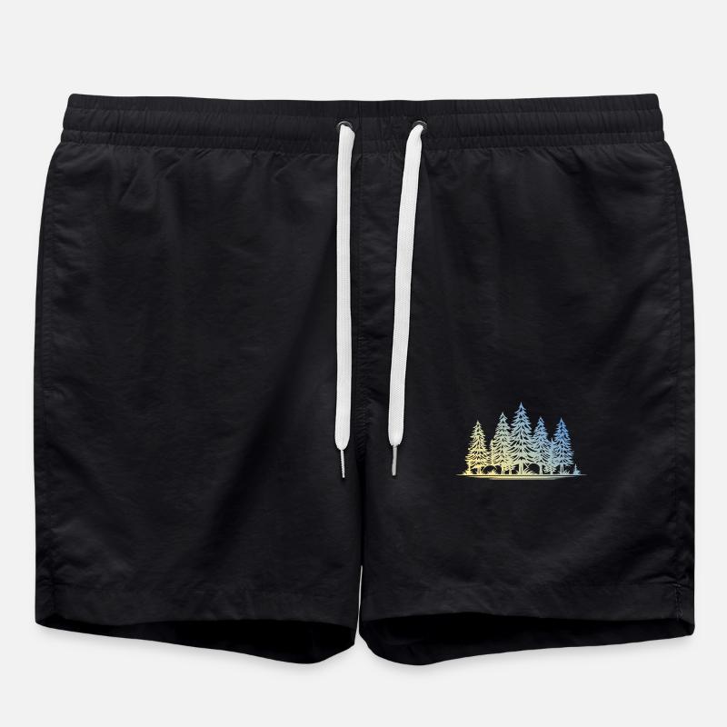 Forest Trees - Swim Trunks - black