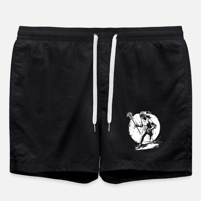 Lacrosse Player Sketch - Swim Trunks - black