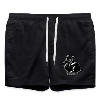 Cavalier de lapin (texte foncé - avec contour, 3 couleurs) - Short de bain - noir - Devant - AI Model Male 185 light (185cm)