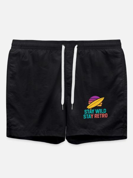 Stay Wild Stay Retro Surf - Swim Trunks - black