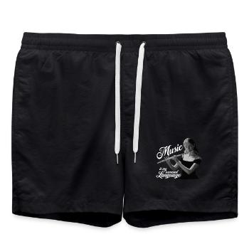 Flûte traversière - La musique est ma deuxième langue - Short de bain - noir - Devant - AI Model Male 185 light (185cm)