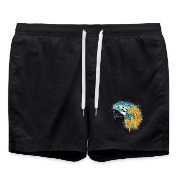 Colorful Parrot – Colorful Tropical Artwork - Swim Trunks - black - Front - AI Model Male 185 light (185cm)