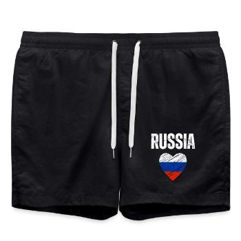 J’adore la Russie, drapeau russe - Short de bain - noir - Devant - AI Model Male 185 light (185cm)
