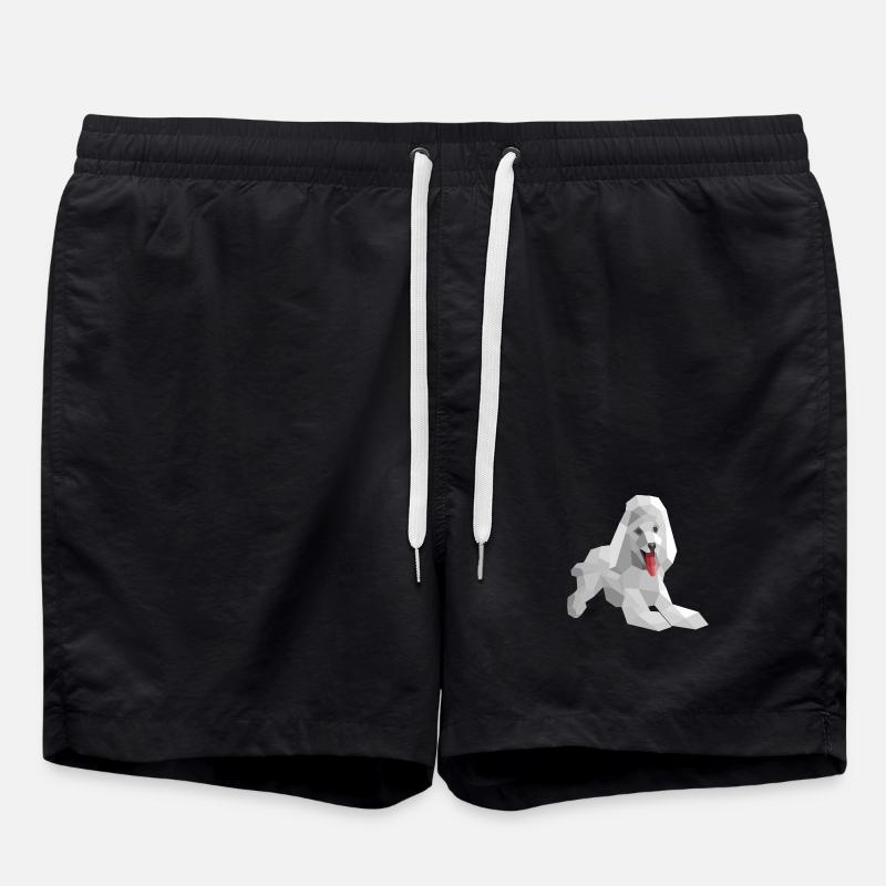 Elegant low poly poodle - Swim Trunks - black