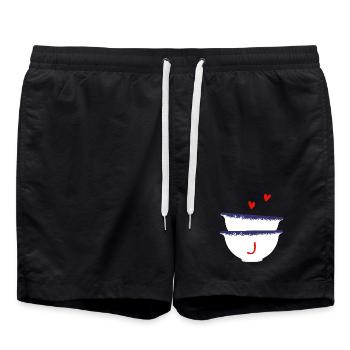 Lettre J bols breton - Short de bain - noir - Devant - AI Model Male 185 light (185cm)
