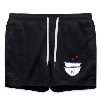 Lettre n bols breton - Short de bain - noir - Devant - AI Model Male 185 light (185cm)