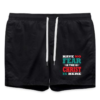 Have no Fear the Christ is here Outfit - Swim Trunks - black - Front - AI Model Male 185 light (185cm)