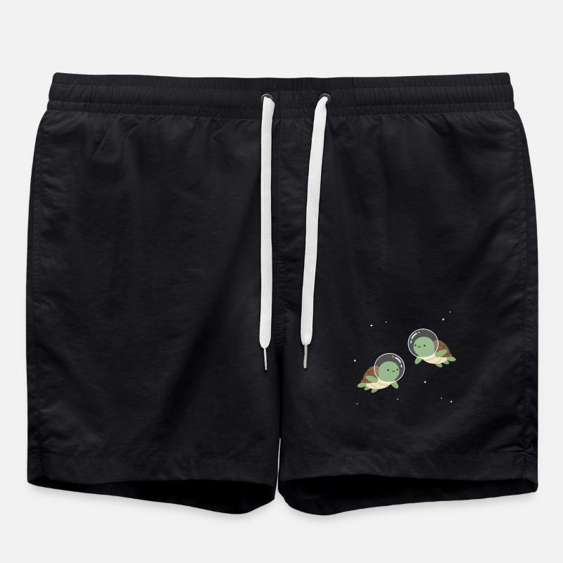 Cute Space Turtles - Swim Trunks - black