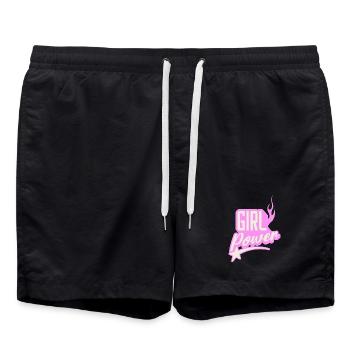 Girl Power sugar pink Flaming Graphic Design - Swim Trunks - black - Front - AI Model Male 185 light (185cm)