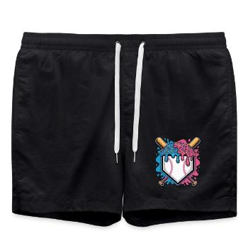 Baseball Home Plate Mit Eis Und Streuseln - Badeshorts - Schwarz - Vorne - AI Model Male 185 light (185cm)