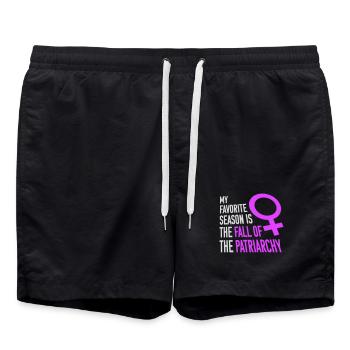 My favorite season is the fall of the patriarchy - Badeshorts - Schwarz - Vorne - AI Model Male 185 light (185cm)