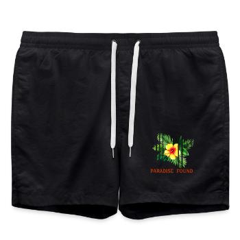 Tropical Hibiscus Paradise Found - Swim Trunks - black - Front - AI Model Male 185 light (185cm)