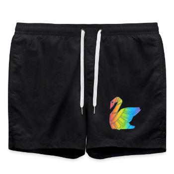 Regenbogen-Schwan - Badeshorts - Schwarz - Vorne - AI Model Male 185 light (185cm)