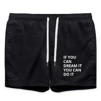 Traum Umsetzen Motivations Typo - Badeshorts - Schwarz - Vorne - AI Model Male 185 light (185cm)