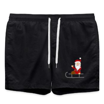 Père Noël sur le traîneau - Short de bain - noir - Devant - AI Model Male 185 light (185cm)