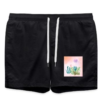 Pastel Mer Sous-marine Forêt - Short de bain - noir - Devant - AI Model Male 185 light (185cm)