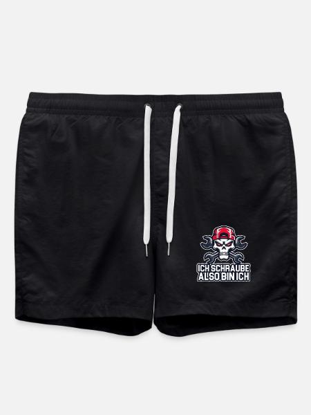 I screw, therefore I am – workshop philosophy - Swim Trunks - black
