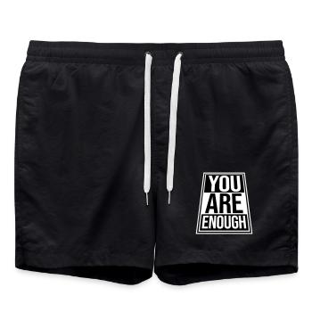 You Are Enough Self Love Motivational Quote - Swim Trunks - black - Front - AI Model Male 185 light (185cm)