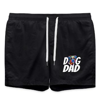 Boxer chien papa coloré aquarelle design - Short de bain - noir - Devant - AI Model Male 185 light (185cm)