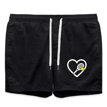 Tennis Herz Schläger Ball Sport Leidenschaft - Badeshorts - Schwarz - Vorne - AI Model Male 185 light (185cm)