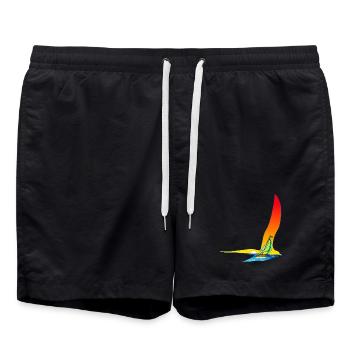 Der Vogel und das Segelboot - Badeshorts - Schwarz - Vorne - AI Model Male 185 light (185cm)