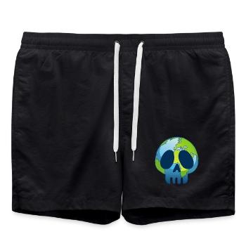 The skull of planet Earth - Swim Trunks - black - Front - AI Model Male 185 light (185cm)