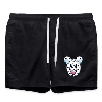 Blue Laughing Bear with Dots - Swim Trunks - black - Front - AI Model Male 185 light (185cm)