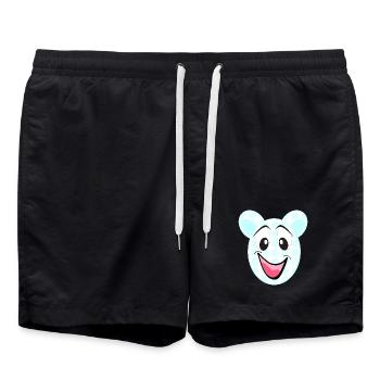 Lächelnder Bär mit Blumenmuster - Badeshorts - Schwarz - Vorne - AI Model Male 185 light (185cm)
