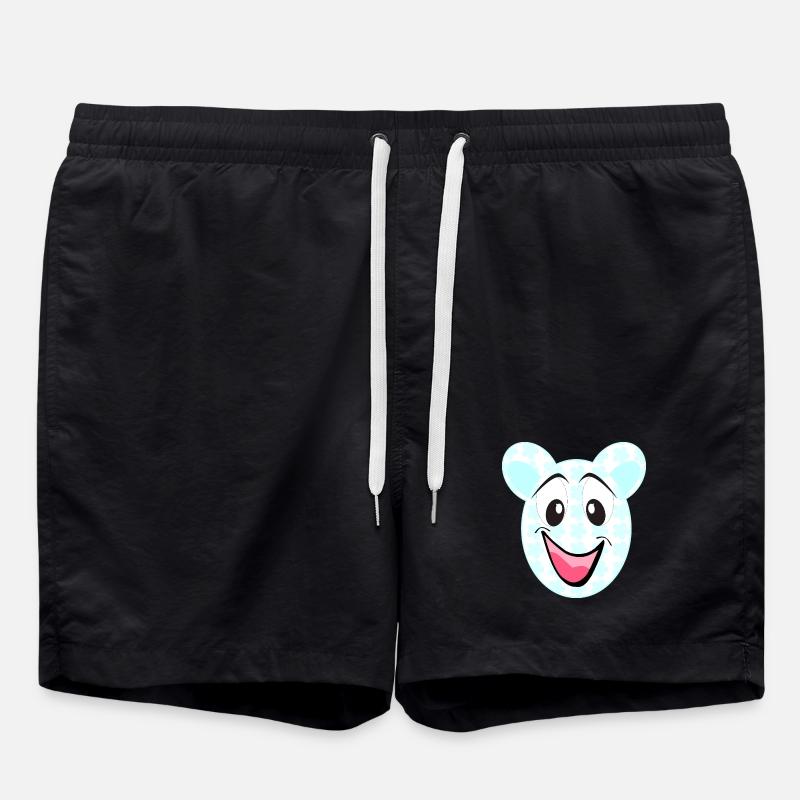 Lächelnder Bär mit Blumenmuster - Badeshorts - Schwarz