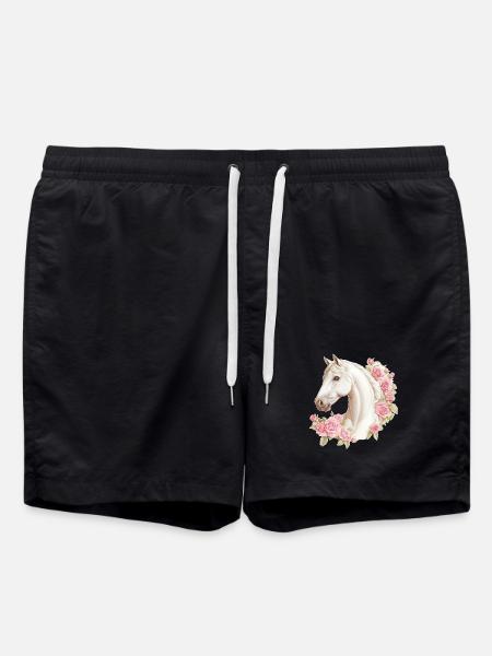 Roses vintage de chevaux - Short de bain - noir