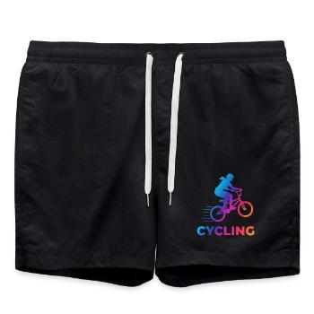 BMX Girl Cyclist Silhouette Gradient - Swim Trunks - black - Front - AI Model Male 185 light (185cm)