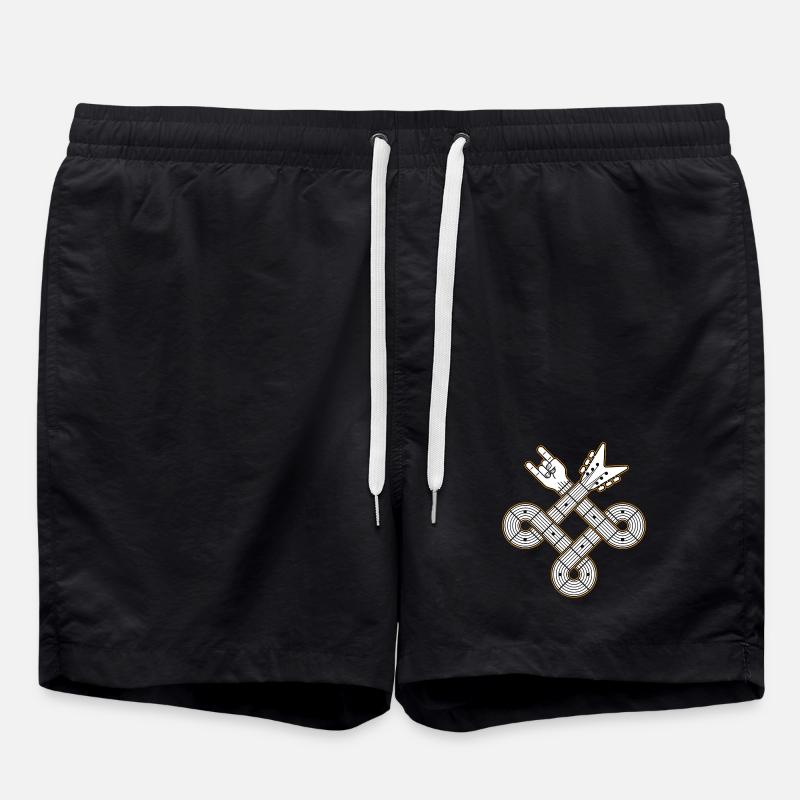 Interlaced Guitar Celtic Knot - Swim Trunks - black