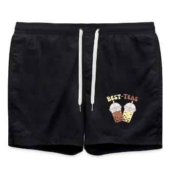 Meilleur thé à bulles kawaii mignon thé boba - Short de bain - noir - Devant - AI Model Male 185 light (185cm)