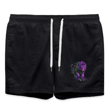 Lion courant Tête de Lion Coloré Prédateur Animal Sauvage - Short de bain - noir - Devant - AI Model Male 185 light (185cm)