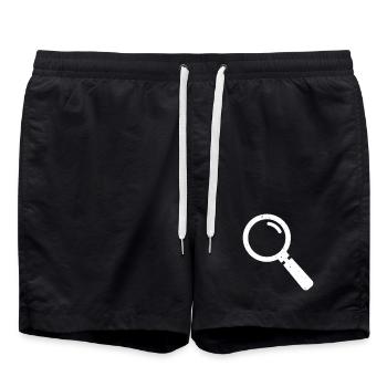 Magnifying Glass Detective Search Grunge Vector - Swim Trunks - black - Front - AI Model Male 185 light (185cm)