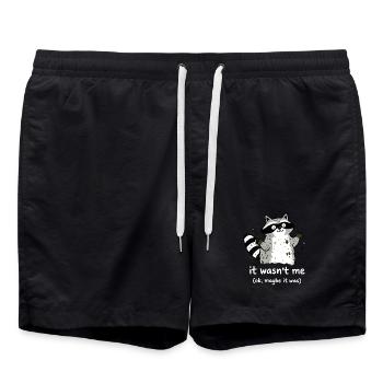It Wasn't Me Cute Raccoon Saying - Swim Trunks - black - Front - AI Model Male 185 light (185cm)