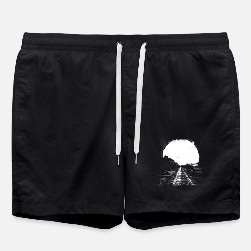 Railway Drawing - Swim Trunks - black