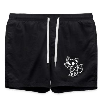 Fuchs Comic Lustig - Badeshorts - Schwarz - Vorne - AI Model Male 185 light (185cm)